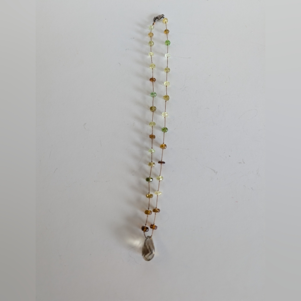 Necklace Peridot, Citrine Smokey Quartz All Natural Gemstone Necklace - Picture 2 of 3